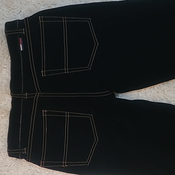 🖤 VTG Tommy Hilfiger Black Velvet Flare Jeans Y2K Bootcut Sz 7 - Picture 11 of 17